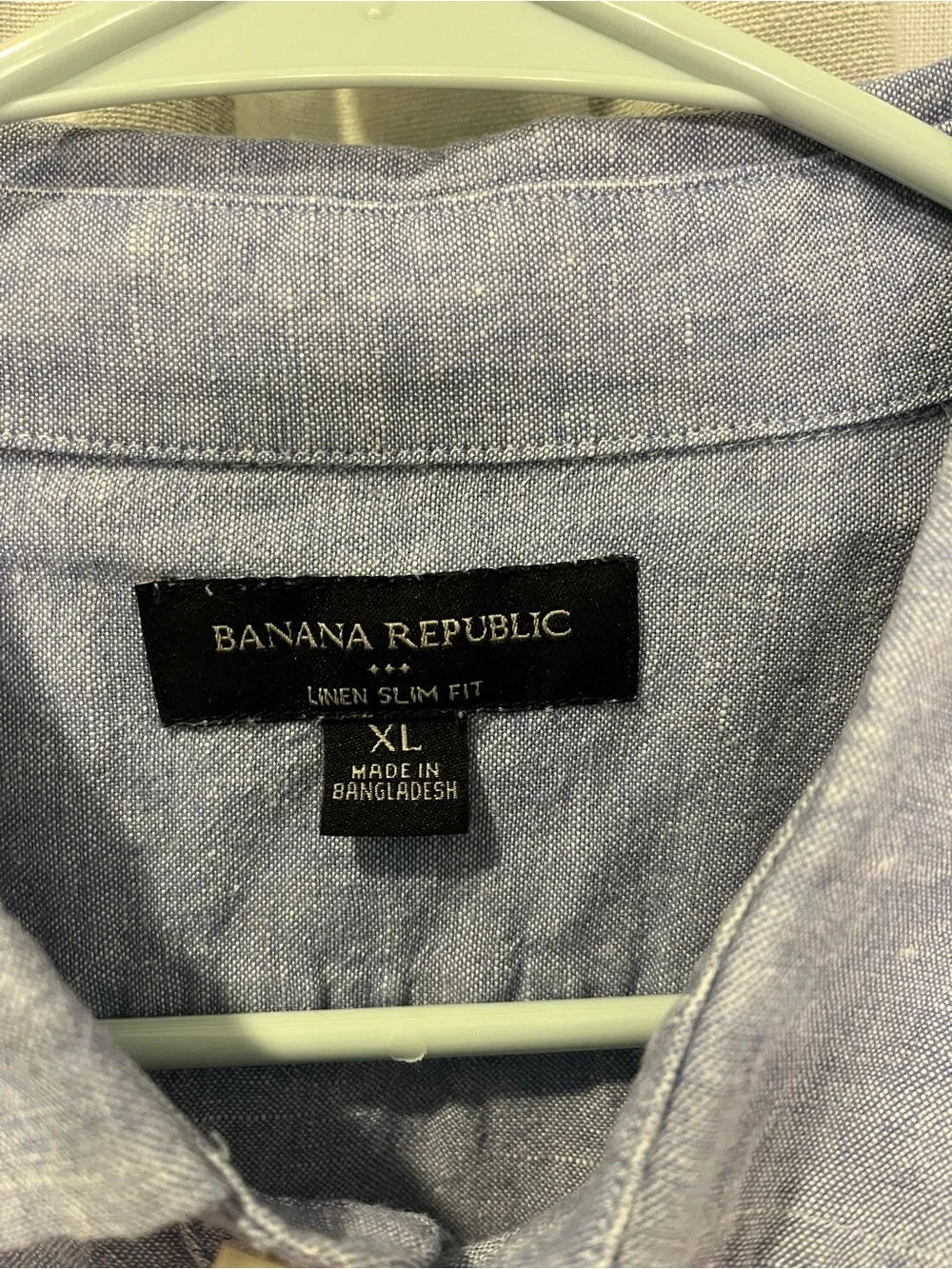 Banana Republic Light Blue Short-Sleeve Linen Blend Button-Down Shirt